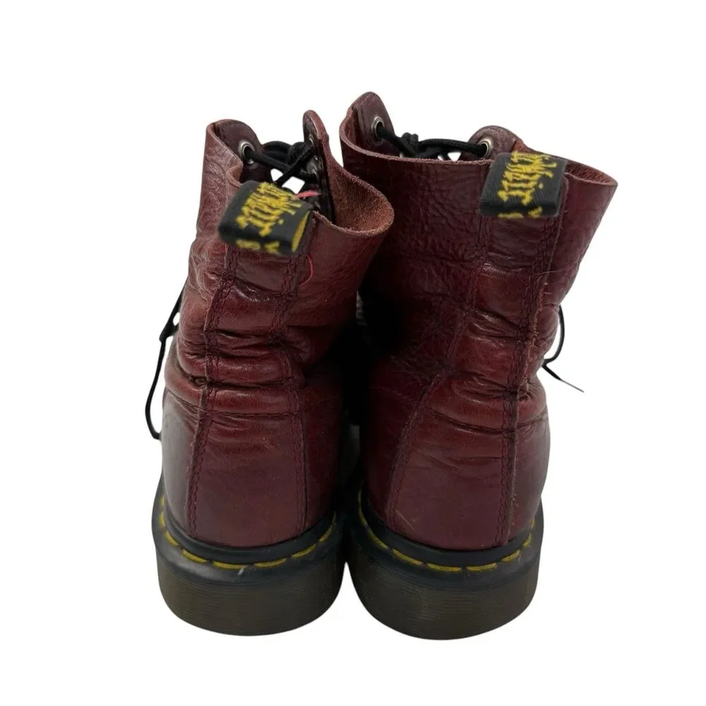 Dr. Martens 1460 Pascal Cherry Red Leather Lace Up Combat Boots Men 8 39